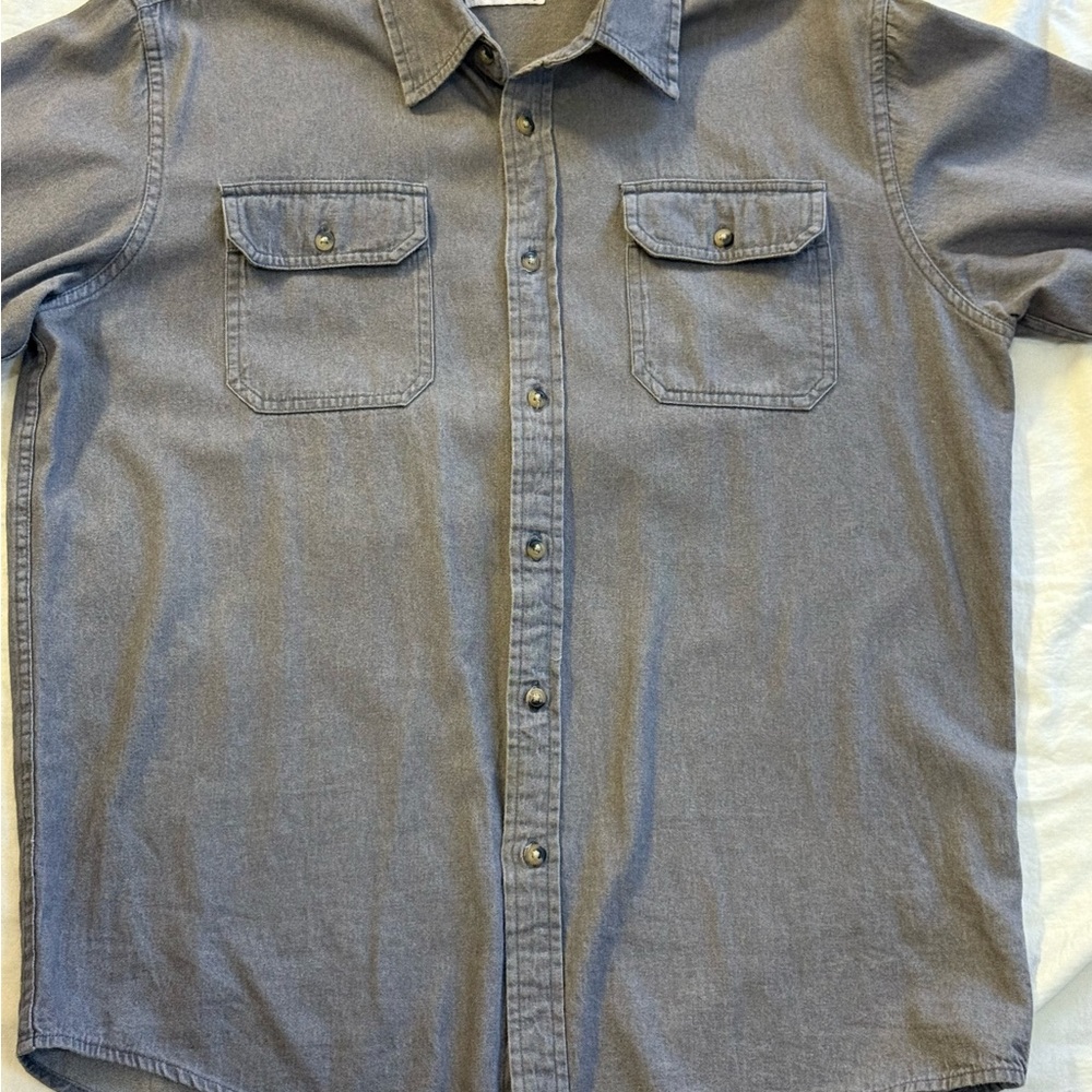 Wrangler Premium Quality Mens Chambray Shirt M 100% Cotton Cowboy Workwear EUC